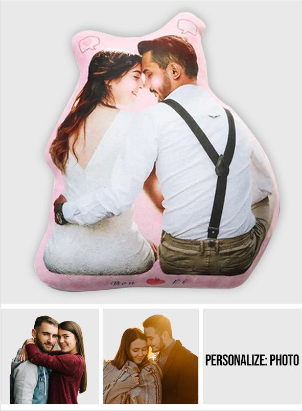 Photo Inserted Couple - Personalized Couple Shaped Pillow