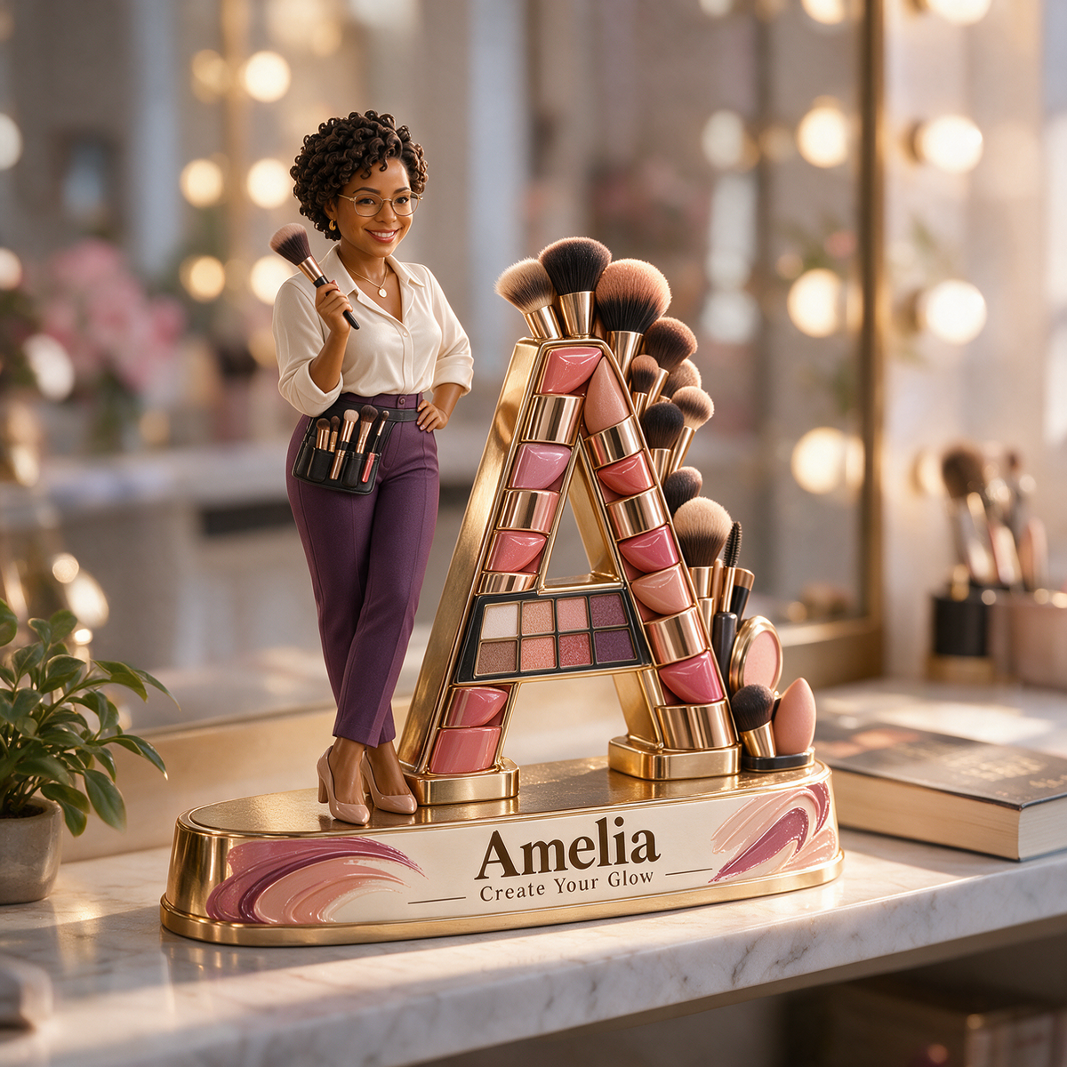Personalized Custom Photo Makeup Artist 3D Letter Plaque - Gift for Women