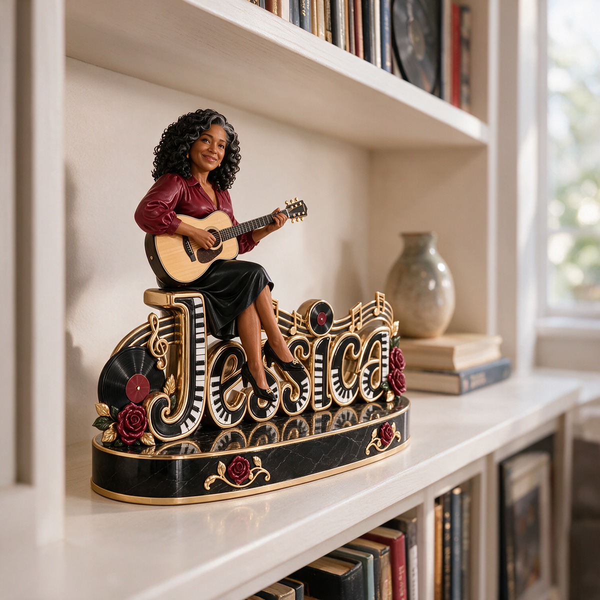 Personalized Custom Photo Guitar Lover 3D Name Figurine - Gift for Older Women