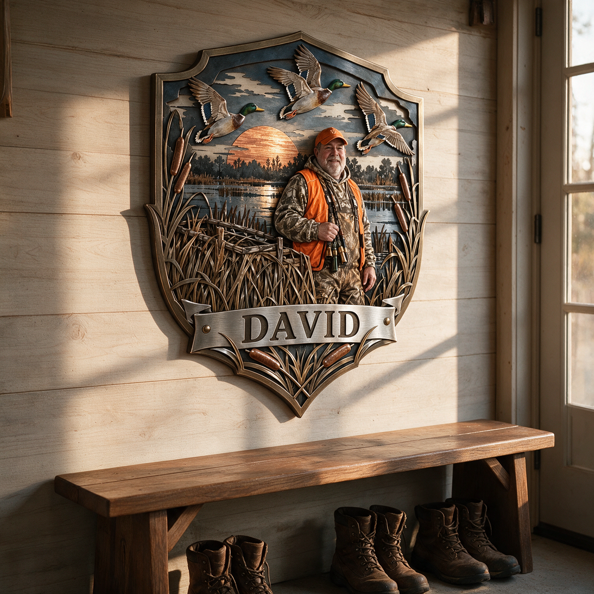 Personalized Custom Photo Duck Hunting 3D Cut Metal Sign - Gift for Older Men