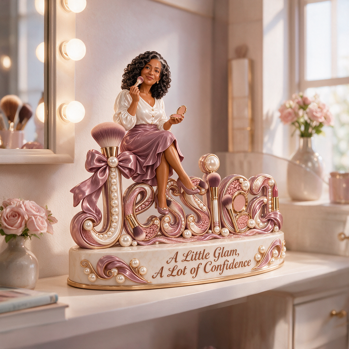 Personalized Custom Photo Makeup Lover 3D Name Figurine - Gift for Older Women