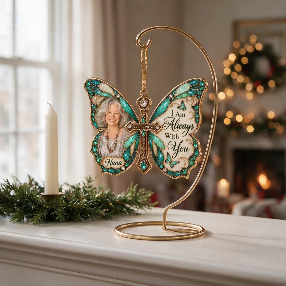 Personalized Custom Photo Butterfly Memorial 3D Christmas Ornament - Grandmother Remembrance Keepsake