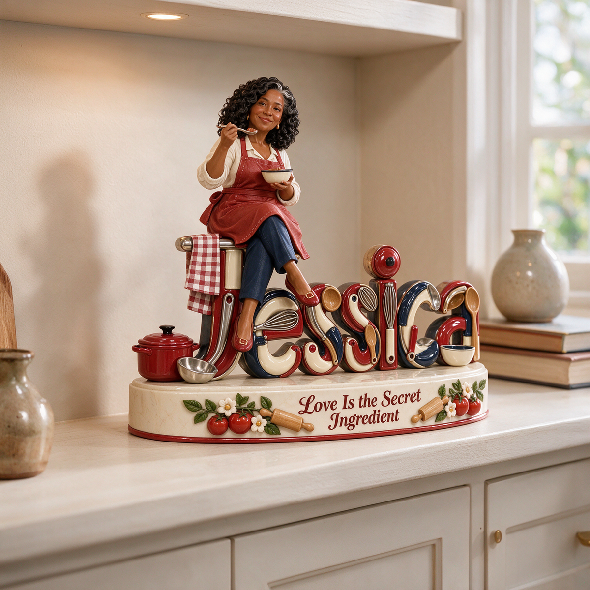 Personalized Custom Photo Cooking 3D Name Figurine - Gift for Older Women