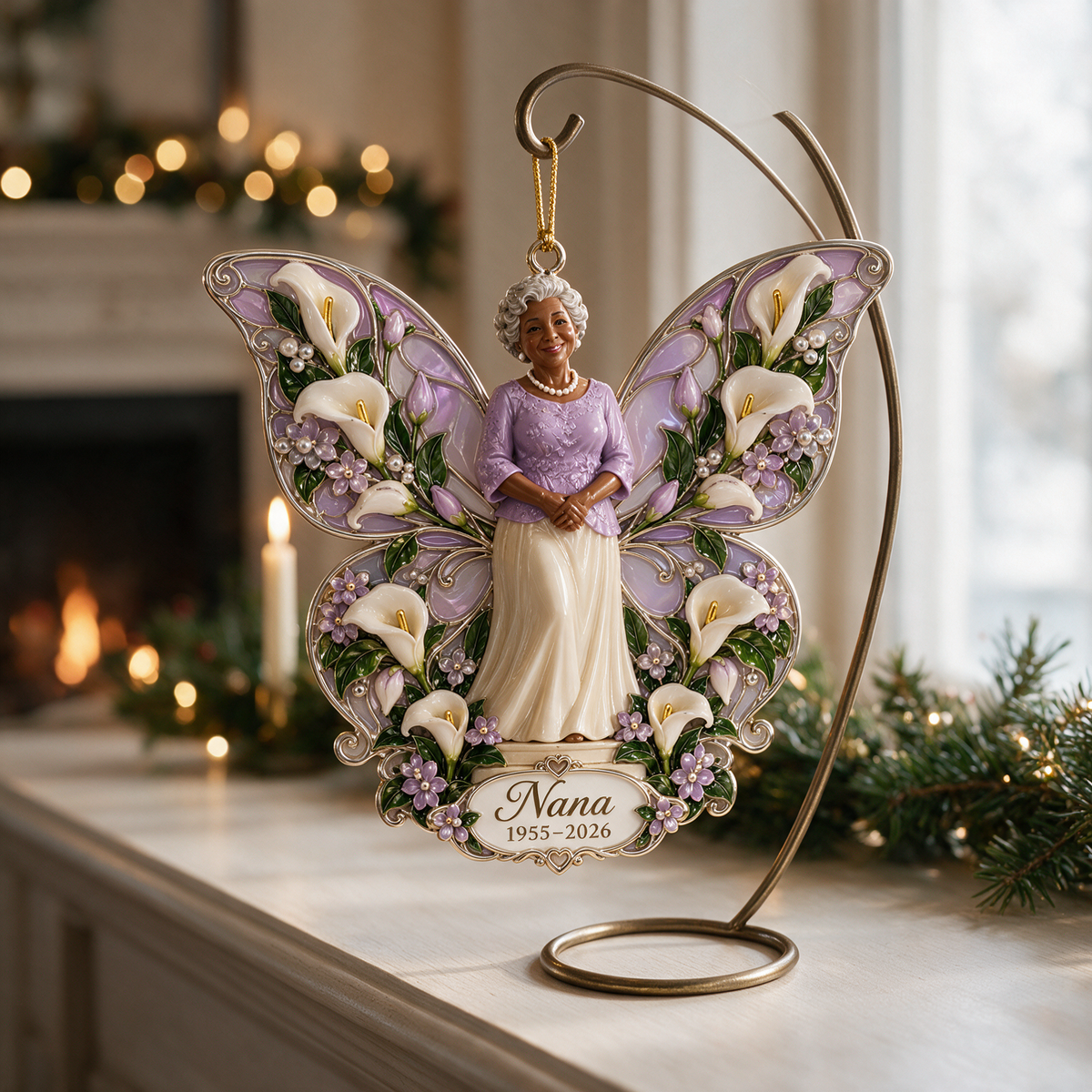 Personalized Custom Photo Butterfly Memorial 3D Christmas Ornament - Grandmother Figurine Remembrance Keepsake