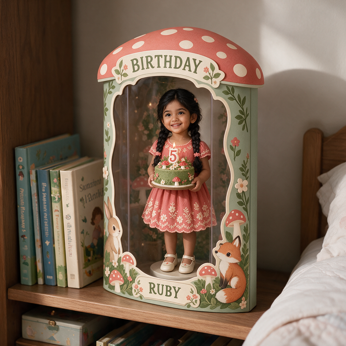 Personalisierte Foto-Wald-Acryl-Displaybox - 5. Geburtstag Geschenk für Mädchen