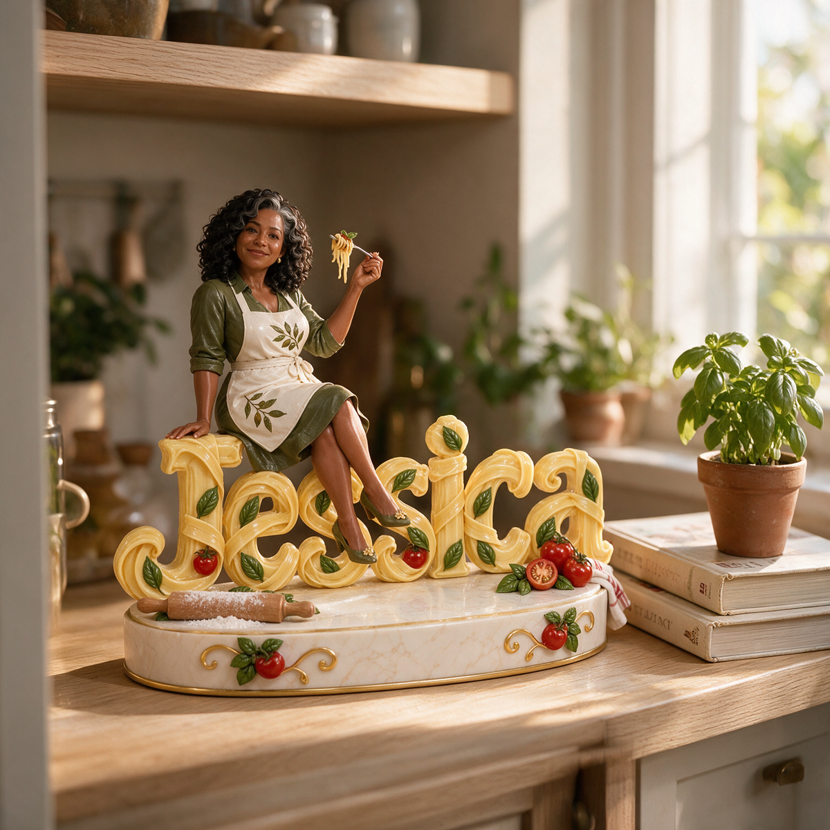 Personalized Custom Photo Pasta Cooking Custom Shaped Acrylic Plaque - Gift for Older Women Who Cook