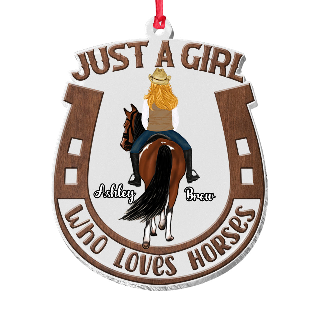 Just A Girl Who Loves Horse - Personalized Horse Transparent Ornament