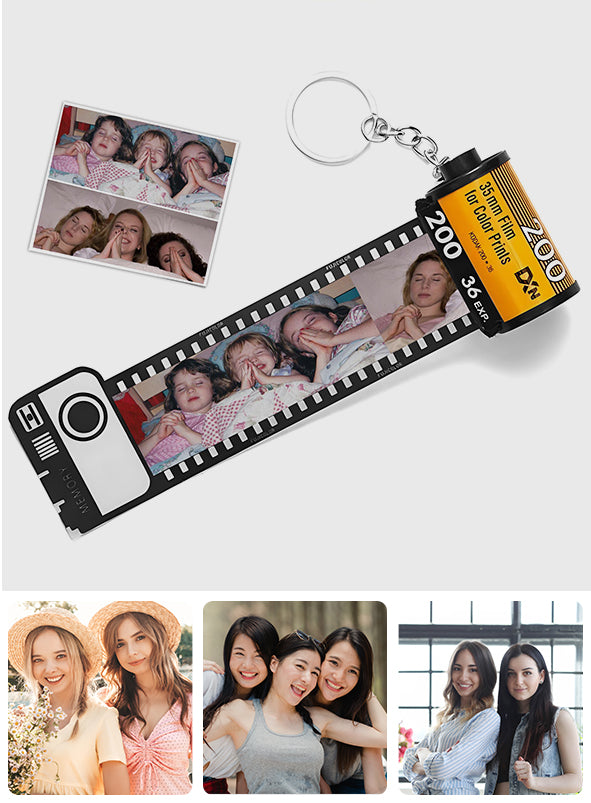 Our Memories - Sibling gift for sister, step brother - Personalized Film Roll Keychain