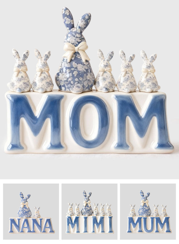 Elegant Bunny Mom Grandma Kids - Personalized Mother Custom Shaped Acrylic Plaque