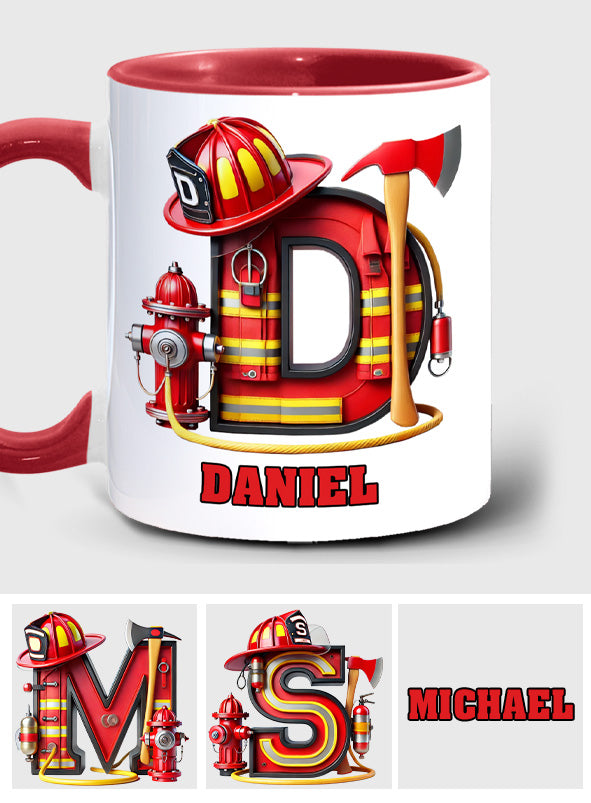 Alphabet Firefighter - Personalized Firefighter Accent Mug
