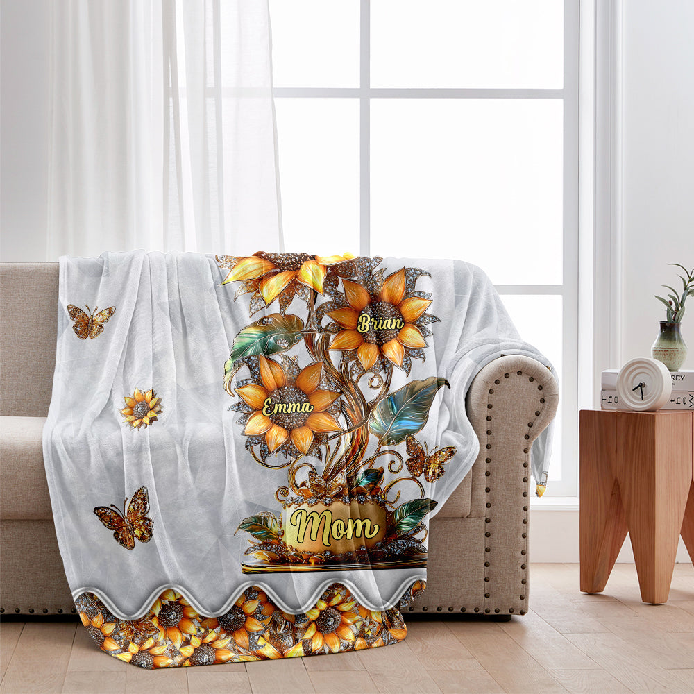 My Sunflower Garden Gift For Mom, Grandma - Personalized Mother Blanket