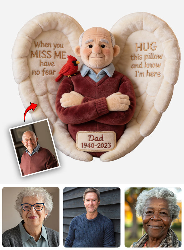 Coussin commémoratif personnalisé en fausse fourrure - À partir d'une photo - Quand tu me manques