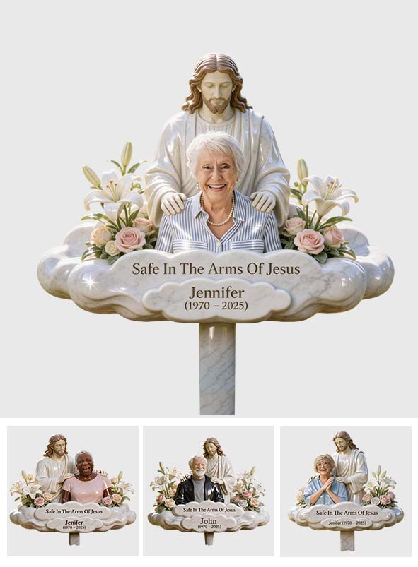 Memorial Gift, Safe In The Arms Of Jesus - Personalized Memorial Acrylic Garden Sign/ Acrylic Plaque Sign