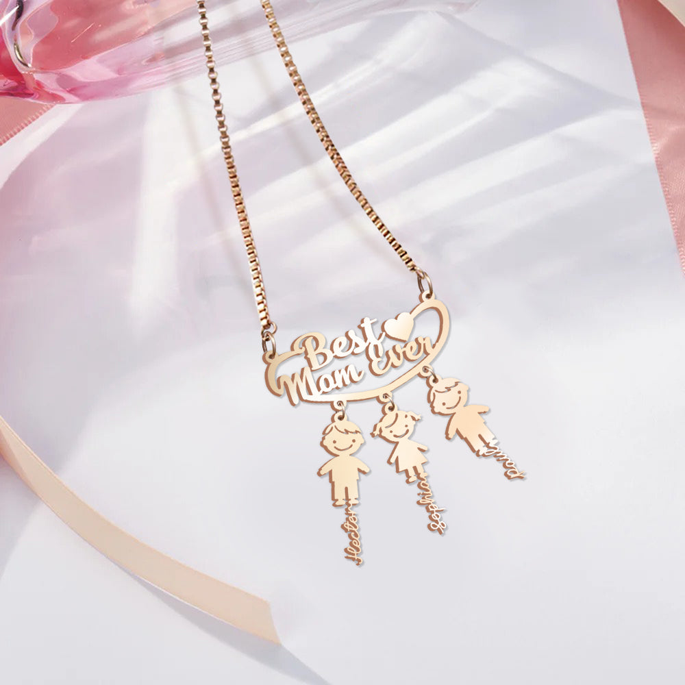Best Mom Ever - Personalized Mother Necklace with Charms