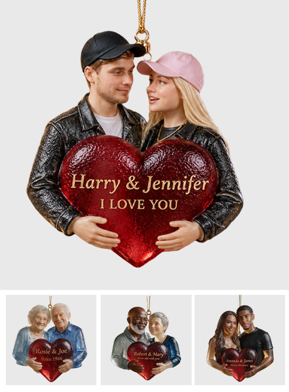 I Love You - Personalized Couple Custom Shape Glass Ornament