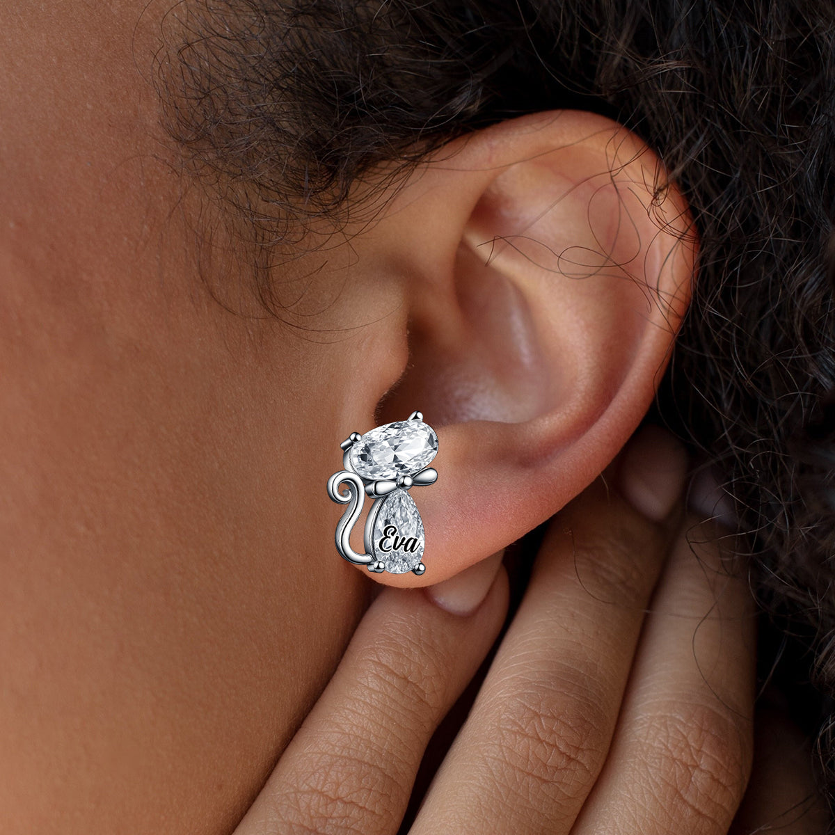 Chic Cat Lovers' Crystal Gift - Personalized Cat Stud Earrings