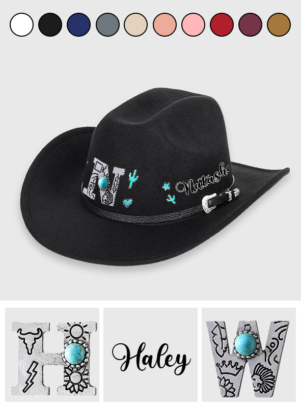 Personalisierter Cowboyhut im Western-Stil mit breitem Krempen