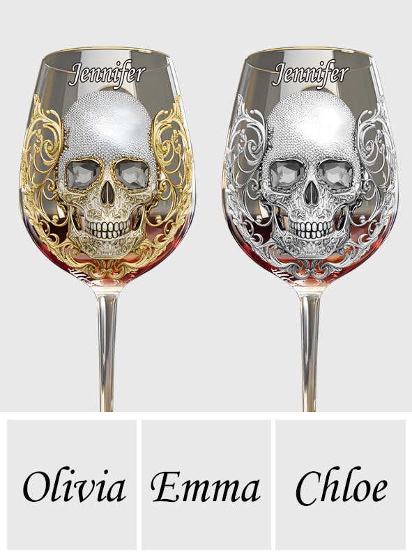 High Class Skull Art - Personalized Skull Wine Glass With Long Stem