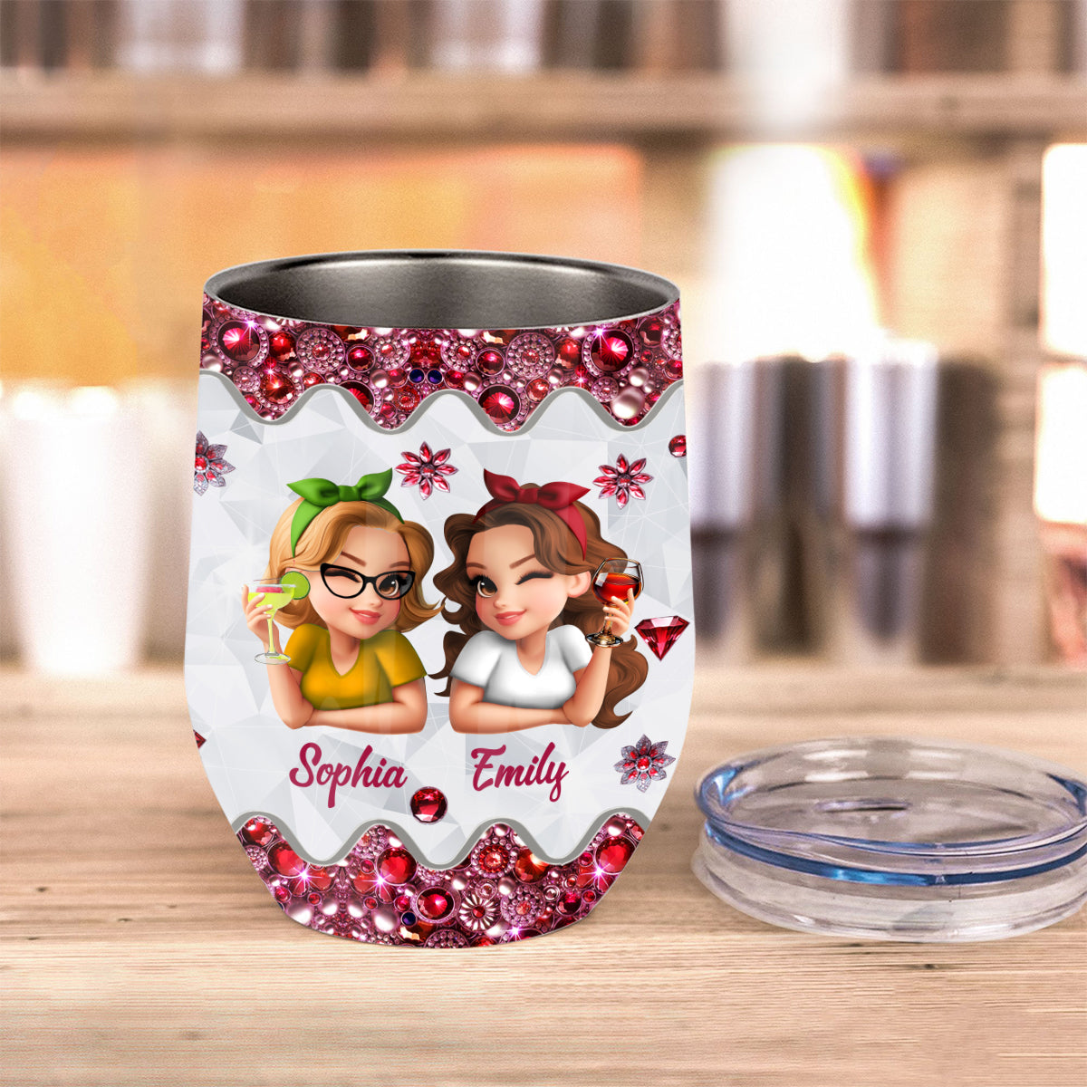 Good Friends Wine Together - Personalized Bestie Wine Tumbler