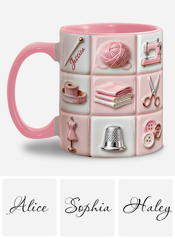 Love Sewing Pink - Personalized Sewing Accent Mug