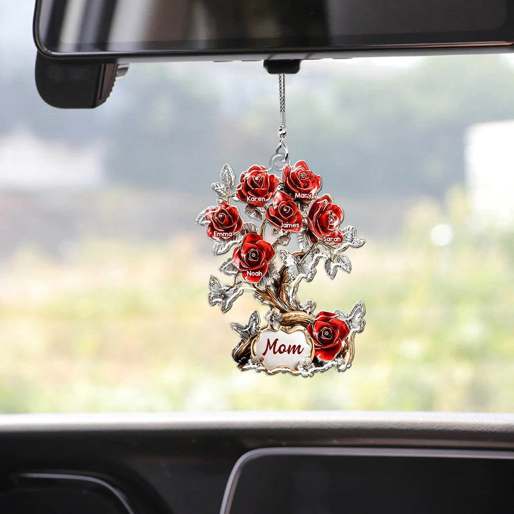 Flowers For Mom Grandma - Personalized Mother Transparent Car Ornament