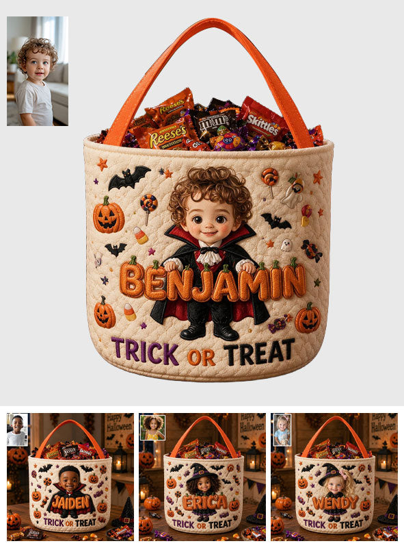 Trick Or Treat - Personalized Kid Canvas Bucket Bag