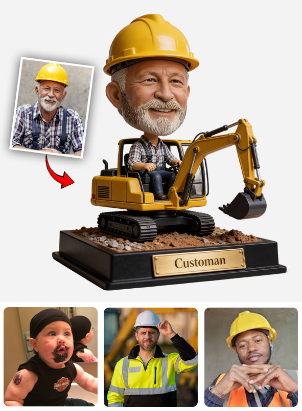 Bagger-Traktor, Baustellenmotiv – personalisierte Acrylplakette in Sonderform