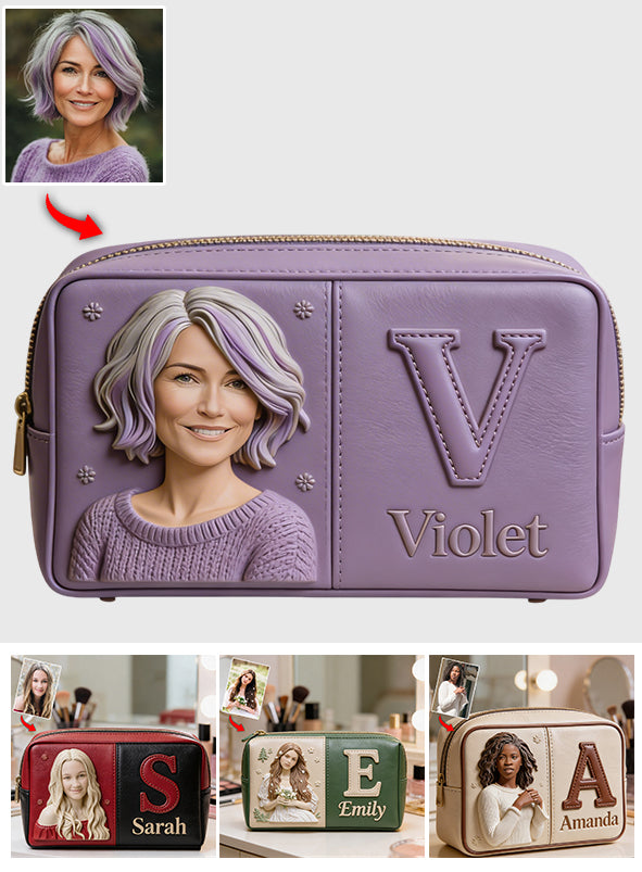 Cutsom Photo And Letter Alphabet - Personalized Self Love Makeup Bag