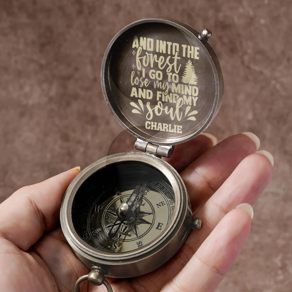 And Into The Forest I Go Camping Bear - Personalized Camping Compass