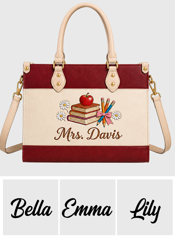 Teacher Gifts - Personalized Teacher Leather Handbag
