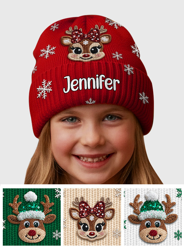Christmas Reindeer - Personalized Kid Beanie Hat