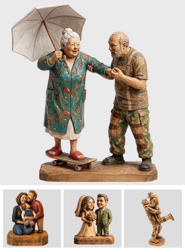 Wooden Couple - Personalized Couple Custom Shaped Acrylic Plaque