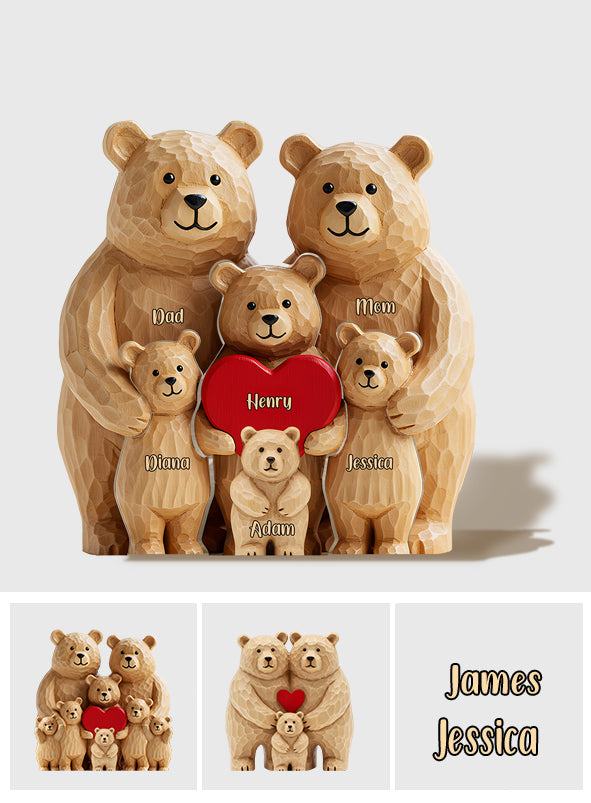 Bear Family - Personalized Family Shaped Wooden Puzzle