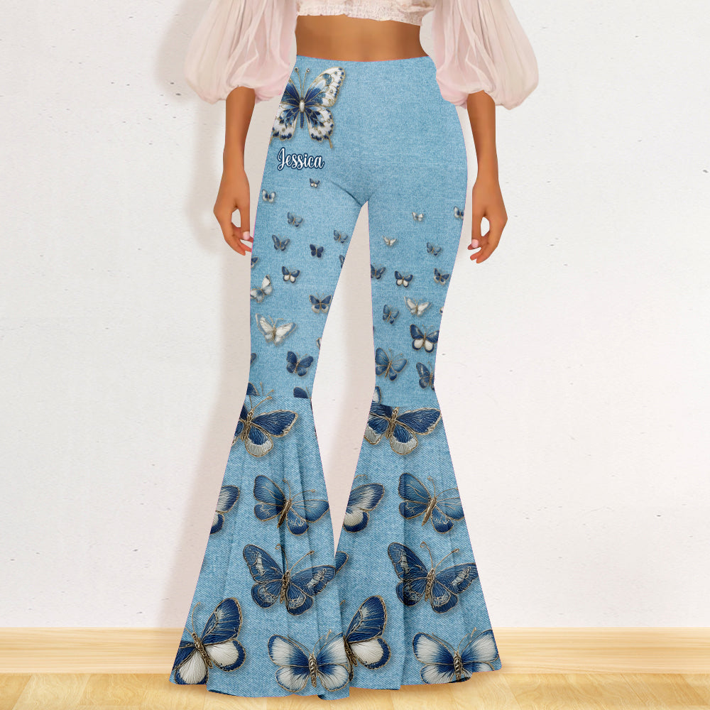 Beautiful Butterflies - Personalized Butterfly Flare Leggings
