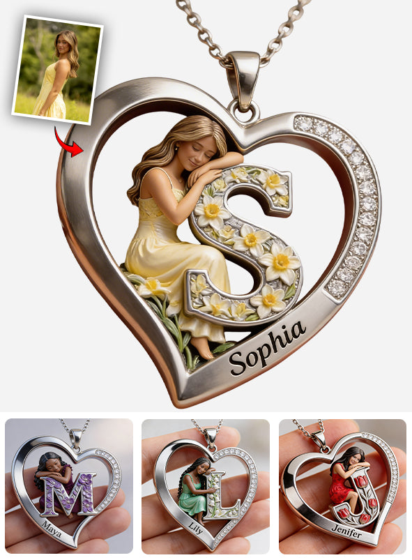 Love Yourself - Personalized Birth Month Flower Shaped Metal Pendant Necklace