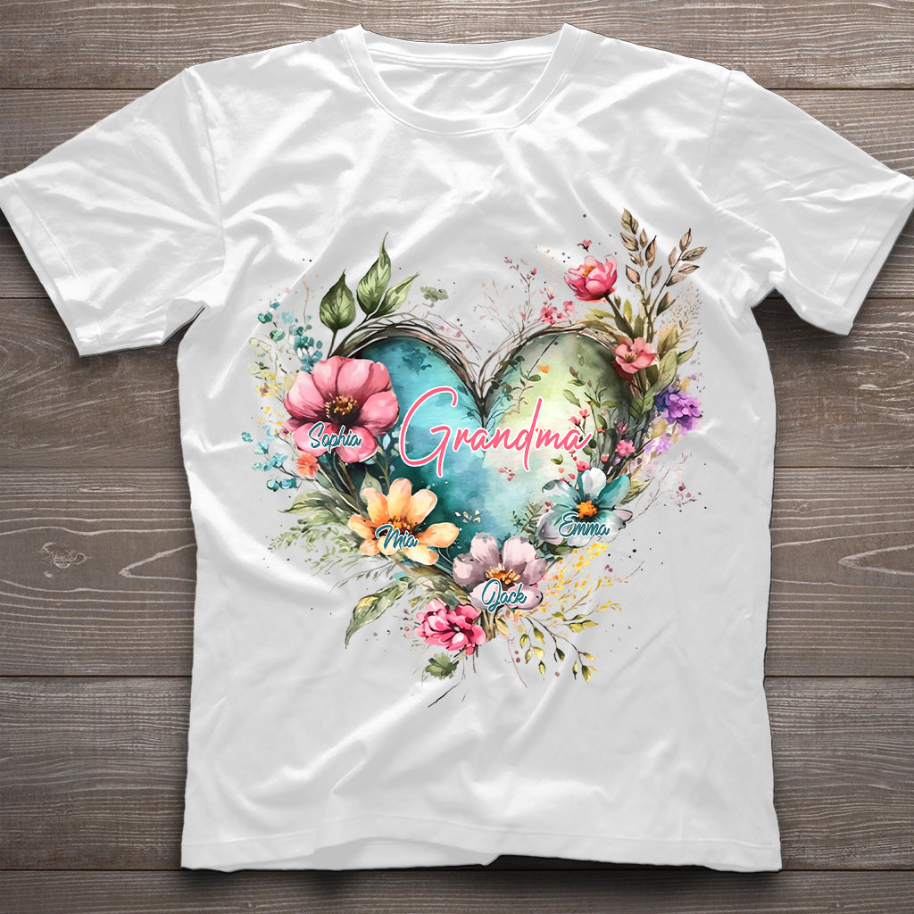 Grandma's Mom's Flowers - Personalized Grandma T-shirt And Hoodie