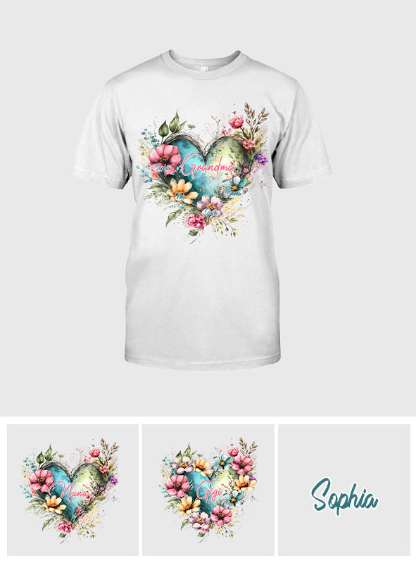 Grandma's Mom's Flowers - Personalized Grandma T-shirt And Hoodie