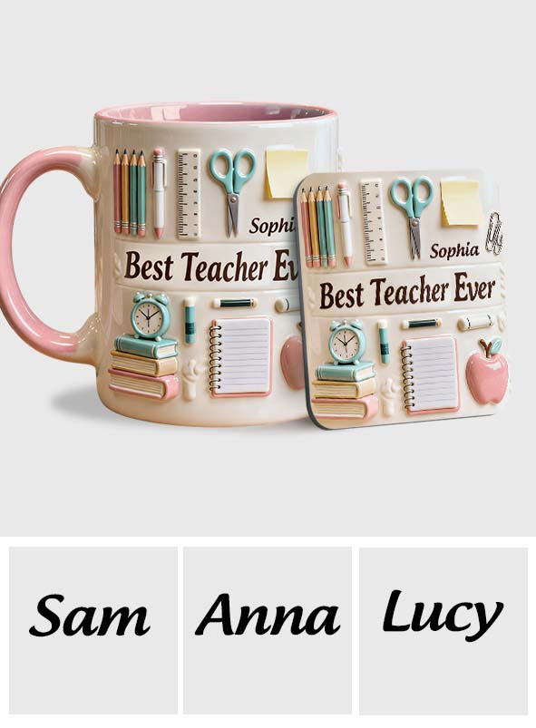 Best Teacher Ever - Personalized Teacher Accent Mug & Coaster