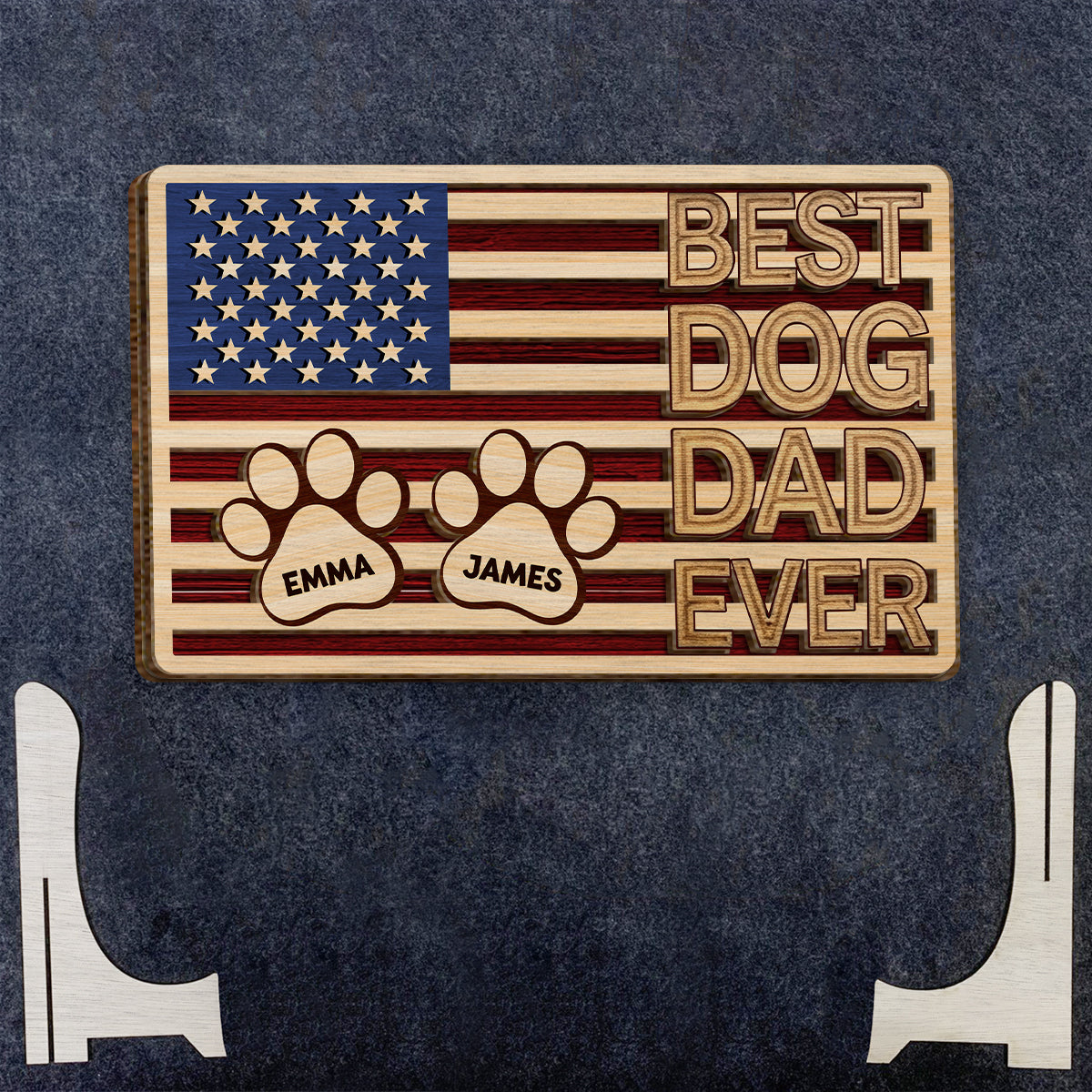 Best Dog Dad Ever - Personalized Dog 2 Layered Wood Sign / Wood Plaque