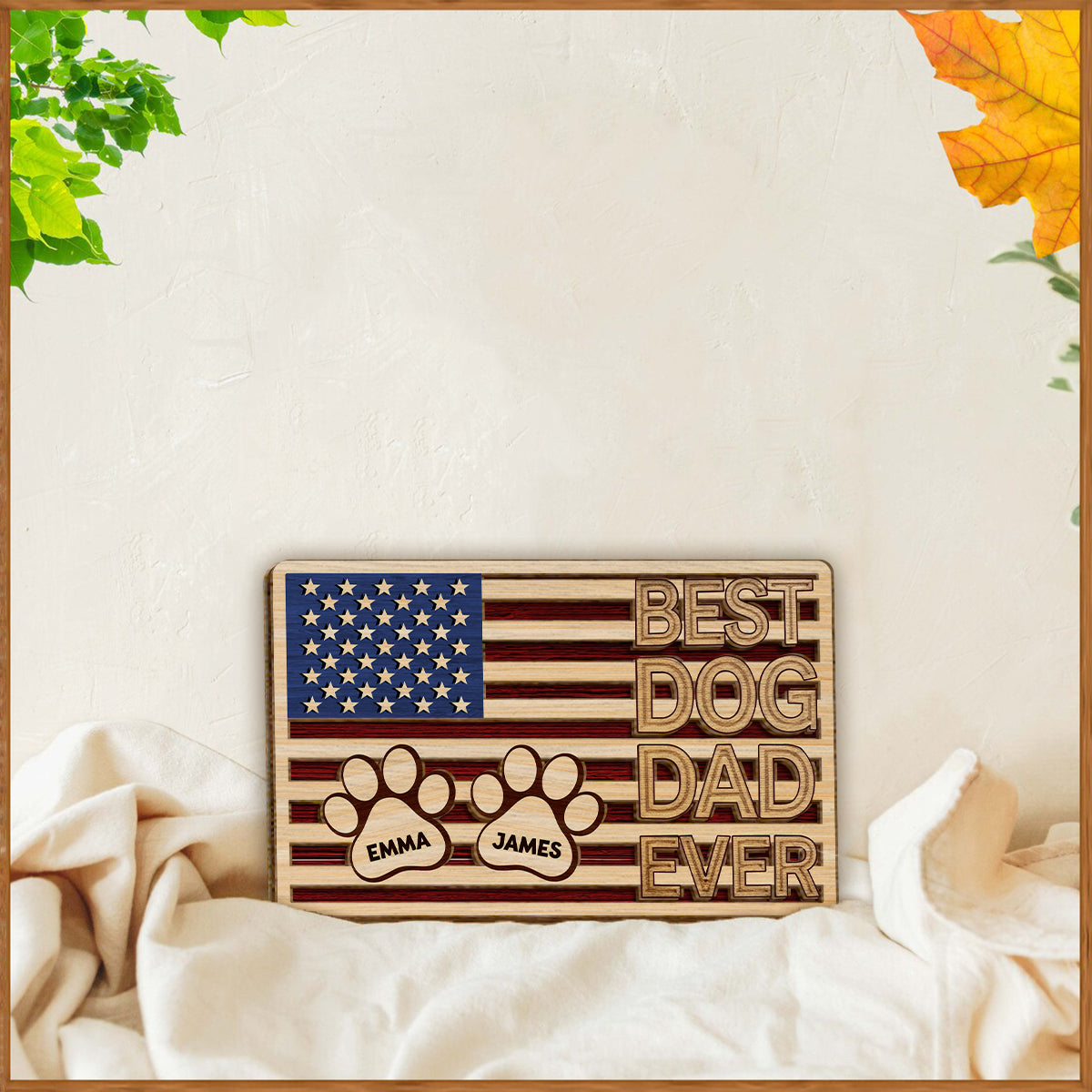Best Dog Dad Ever - Personalized Dog 2 Layered Wood Sign / Wood Plaque