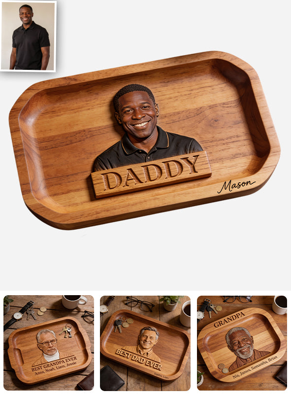 Papa Alles Tray — Von echtem Foto - Personalisierbares Vater Ablagefach