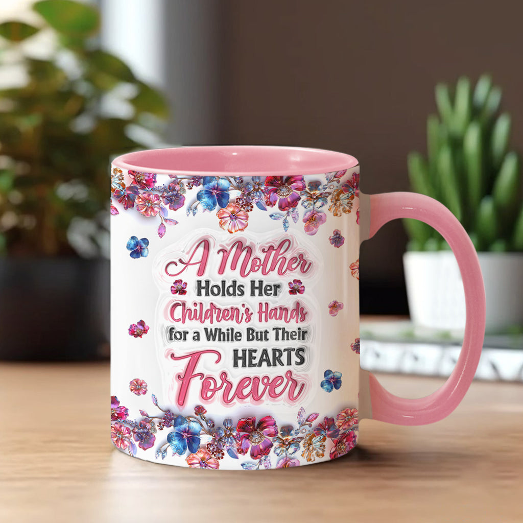 A Mother Holds Her Children's Hands - Personalized Mother Accent Mug