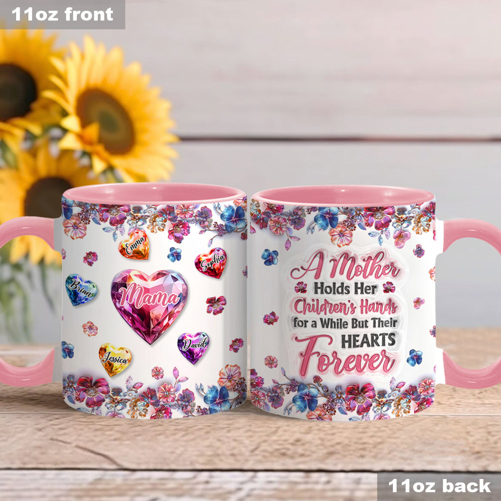 A Mother Holds Her Children's Hands - Personalized Mother Accent Mug