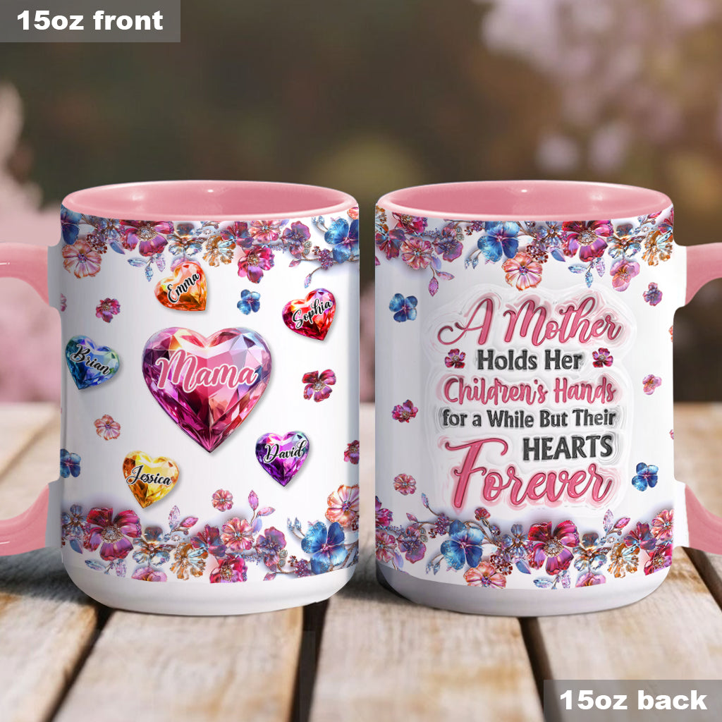 A Mother Holds Her Children's Hands - Personalized Mother Accent Mug