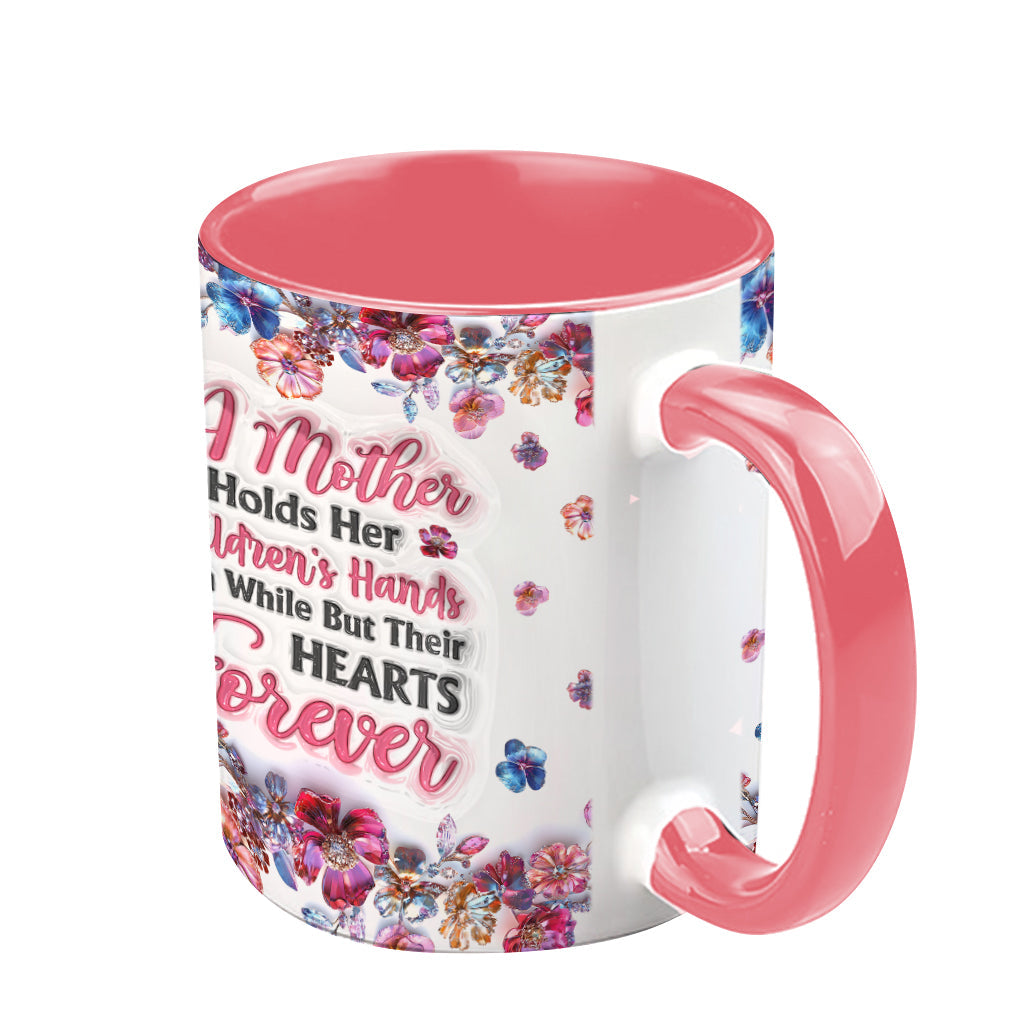 A Mother Holds Her Children's Hands - Personalized Mother Accent Mug