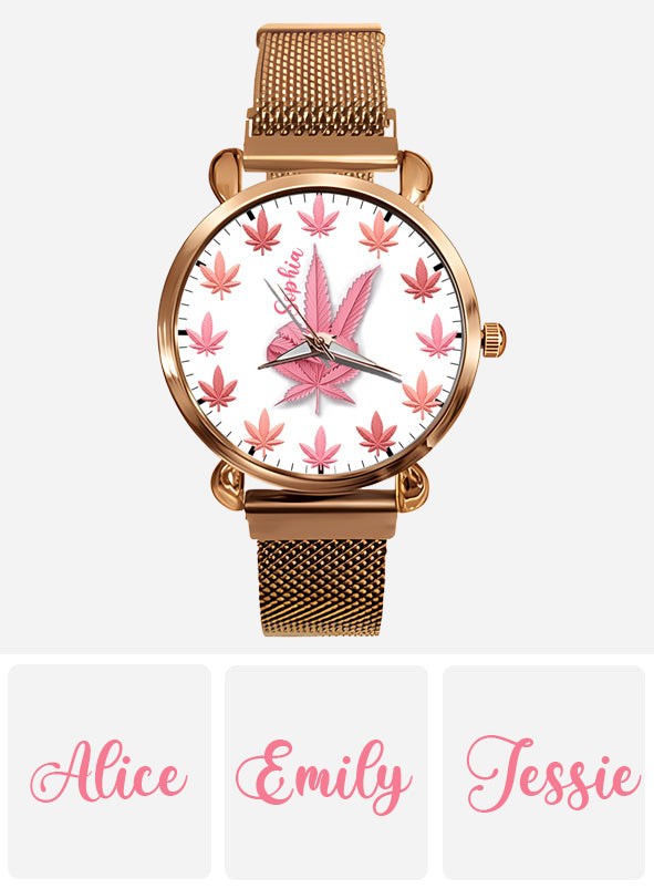 Montre-bracelet personnalisée pour femme Pink Cannabis - Cannabis rose