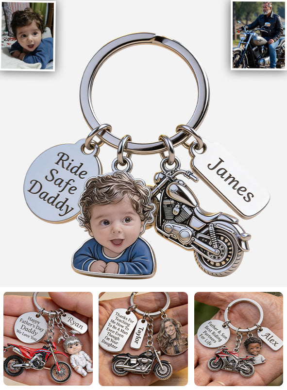 BIKER DAD - Personalisierter Biker-Schlüsselanhänger mit Charms