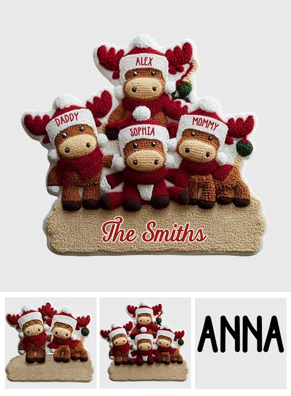 Reindeer Family - Personalized Family Non-Slip Tufted Rug