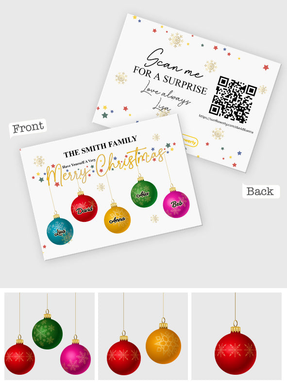 Christmas Ornament Colorful - Personalized QR Greeting Card