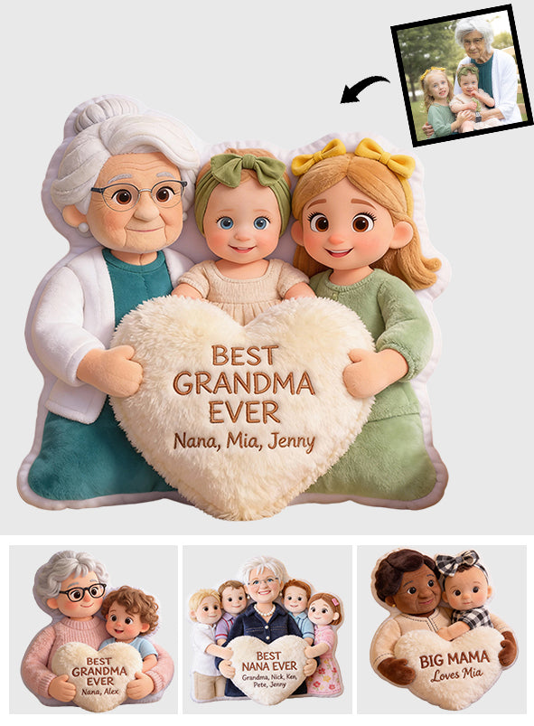Best Grandma Ever - Personalized Grandma Faux Fur Shaped Pillow